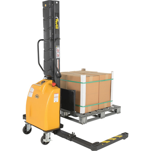 Narrow Mast Powered Lift Stacker, Electric Operated, 1000 lbs. Capacity, 63" Max Lift Oxymax Inc