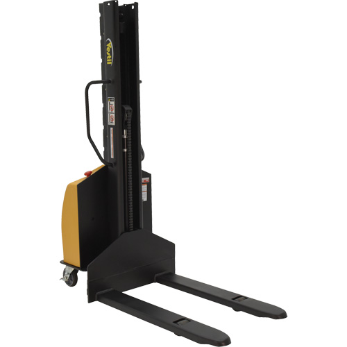 Narrow Mast Powered Lift Stacker, Electric Operated, 1000 lbs. Capacity, 63" Max Lift Oxymax Inc