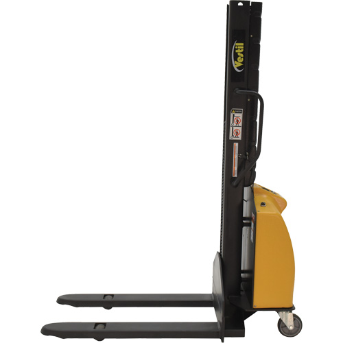 Narrow Mast Powered Lift Stacker, Electric Operated, 1000 lbs. Capacity, 63" Max Lift Oxymax Inc