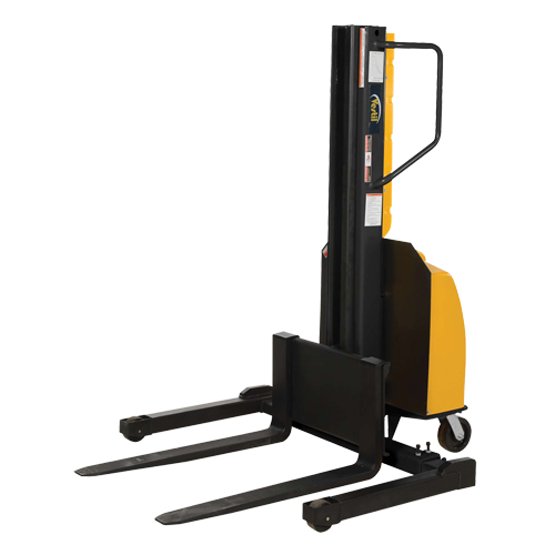 Narrow Mast Powered Lift Stacker, Electric Operated, 1500 lbs. Capacity, 98" Max Lift Oxymax Inc