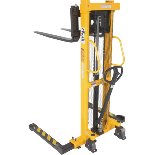 Manual Hydraulic Stacker, Hand Pump Operated, 2000 lbs. Capacity, 63" Max Lift Oxymax Inc