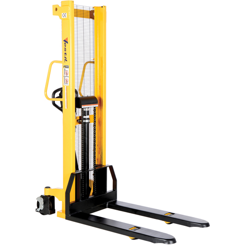 Manual Hydraulic Stacker, Hand Pump Operated, 2000 lbs. Capacity, 63" Max Lift Oxymax Inc