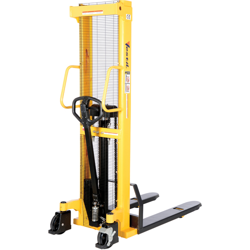 Manual Hydraulic Stacker, Hand Pump Operated, 2000 lbs. Capacity, 63" Max Lift Oxymax Inc