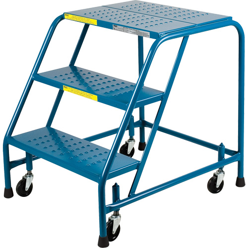 CSA-Certified Rolling Step Ladder, 3 Steps, 22" Step Width, 28" Platform Height, Steel Oxymax Inc