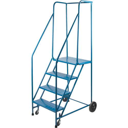 CSA-Certified Rolling Step Ladder, 4 Steps, 22" Step Width, 37" Platform Height, Steel Oxymax Inc