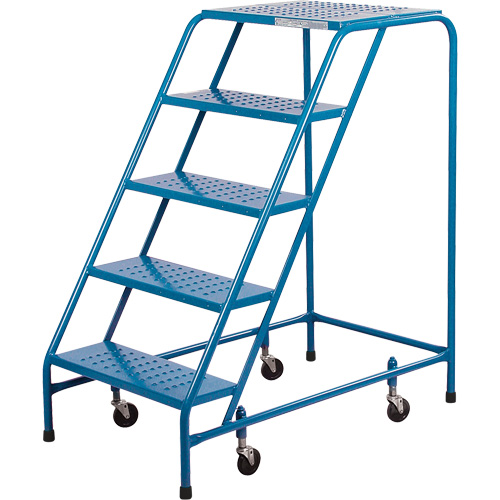 CSA-Certified Rolling Step Ladder, 5 Steps, 22" Step Width, 46" Platform Height, Steel Oxymax Inc
