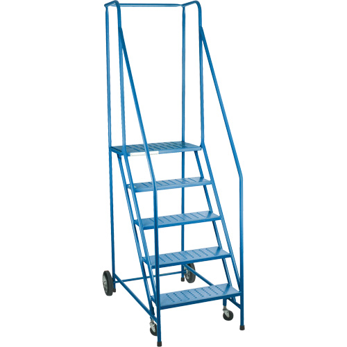 CSA-Certified Rolling Step Ladder, 5 Steps, 22" Step Width, 46" Platform Height, Steel Oxymax Inc