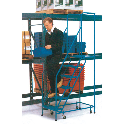 CSA-Certified Rolling Step Ladder, 6 Steps, 22" Step Width, 55" Platform Height, Steel Oxymax Inc