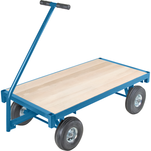 Ergonomic Platform Wagon Trucks, 24" W x 48" L, 45" Handle, 1000 lbs. Capacity, 10" Wheel Dia., Pneumatic Wheels Oxymax Inc