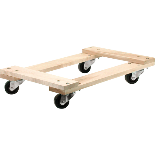 Wood Dollies - Medium-Duty, Polyolefin Wheels, 900 lbs. Capacity, 18" W x 30" D x 7" H Oxymax Inc