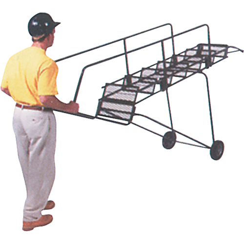 Fold-N-Store Rolling Ladders, 6 Steps, Perforated, 60" High Oxymax Inc