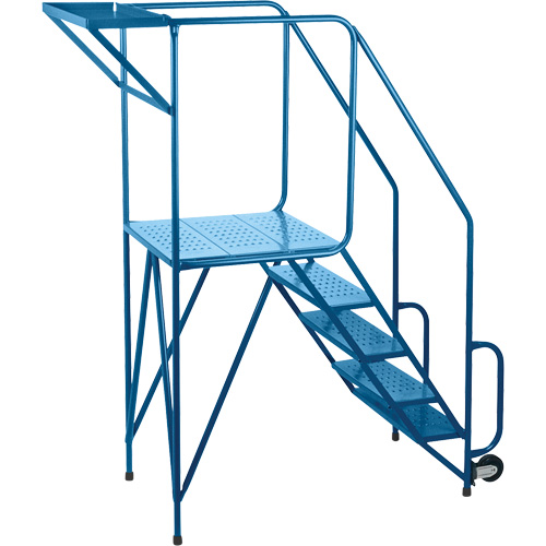 Mechanics/Maintenance Rolling Ladder, Steel, 5 Steps, 47" Platform Height Oxymax Inc