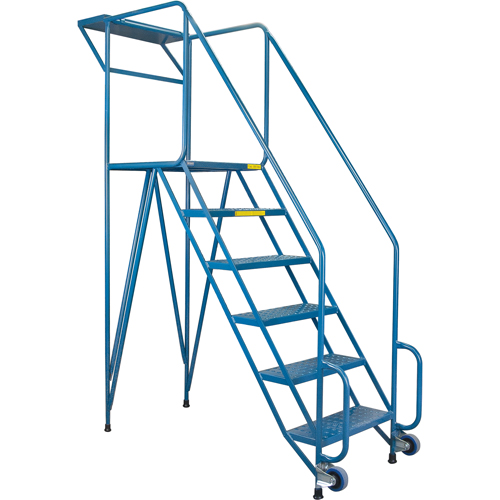 Mechanics/Maintenance Rolling Ladder, Steel, 6 Steps, 57" Platform Height Oxymax Inc