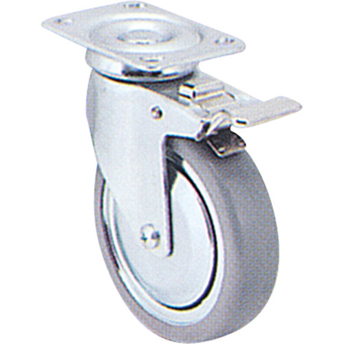Zinc Plated Caster, Swivel with Brake, 3" (76 mm), Rubber, 150 lbs. (68 kg.) Oxymax Inc
