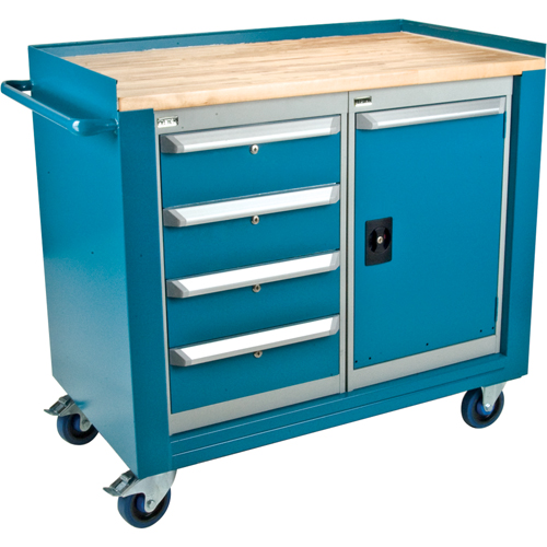 Industrial Duty Mobile Service Workbenches, Wood Surface Oxymax Inc