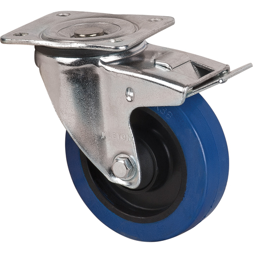 Roulette bleue, Pivotant avec frein, 5" (127 mm), Caoutchouc, 400 lb (181 kg) Oxymax Inc