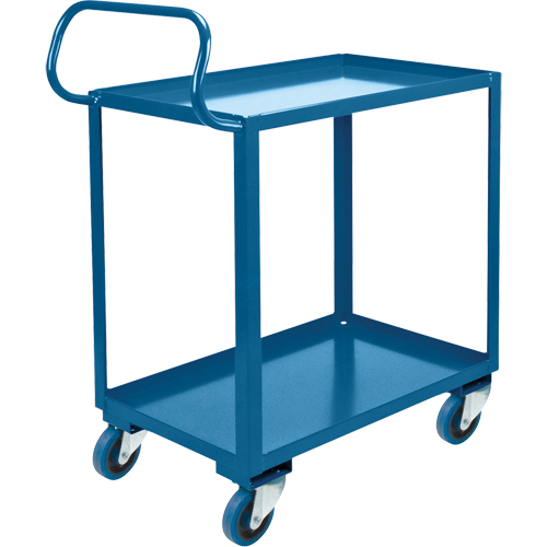 Chariot ergonomique &agrave; tablettes, 800 lb Capacit&eacute;, Acier, 26" la x 37" ha x 38" p, Bordure vers le haut Oxymax Inc
