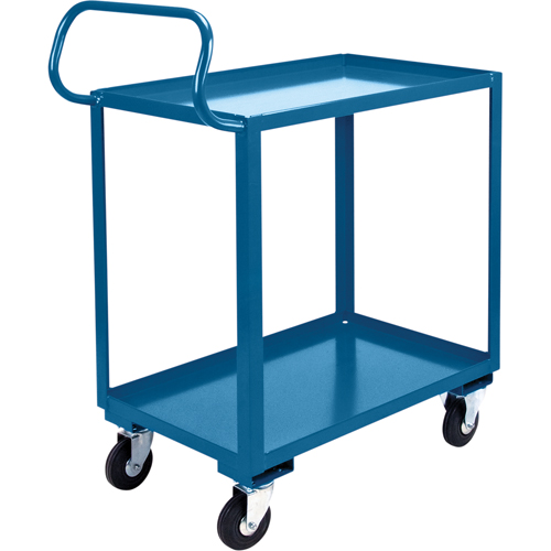 Chariot ergonomique &agrave; tablettes, 800 lb Capacit&eacute;, Acier, 26" la x 37" ha x 38" p, Bordure vers le haut Oxymax Inc