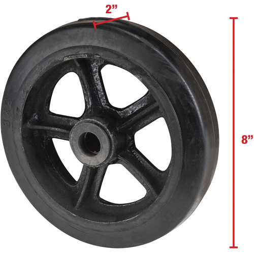 Roue en caoutchouc moul&eacute;, 8" (203 mm) dia. x 2" (51 mm) la, Capacit&eacute; de 400 lb (181 kg) Oxymax Inc