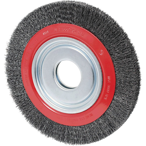 Crimped Wire Wheel, 12" Dia., 0.014" Fill, 2" Arbor Oxymax Inc