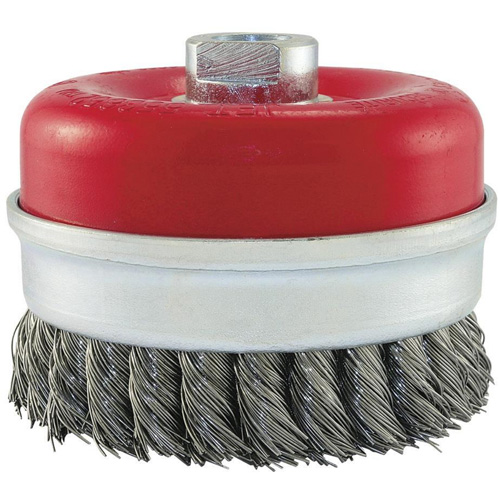Knot Banded Cup Brush, 5" Dia. x 5/8"-11 Arbor Oxymax Inc