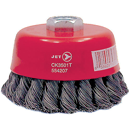 CK3501T High Performance Knot Twisted Cup Brush, 3-1/2" Dia., 0.02" Fill, 5/8"-11 Arbor, Steel Oxymax Inc