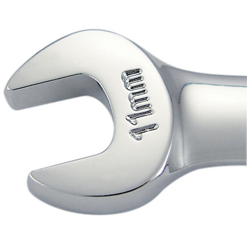 Non-Reversible Long Pattern Ratcheting Combination Wrench, 11 mm, Chrome Finish Oxymax Inc