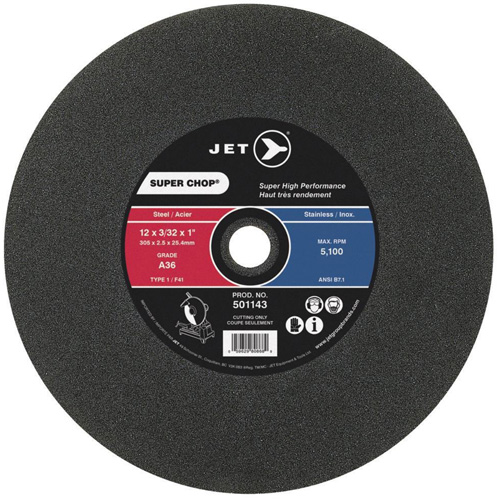 Super Chop&reg; Cut-Off Wheel, 16" x 7/64", 1" Arbor, Type 1, 3700 RPM Oxymax Inc