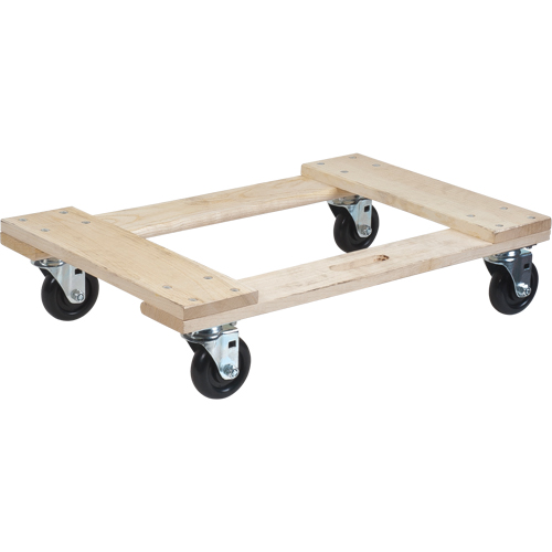 Hardwood Dolly, Polyolefin Wheels, 1000 lbs. Capacity, 18" W x 30" D x 7" H Oxymax Inc