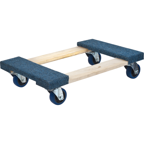 Carpeted Ends Hardwood Dolly, Wood Frame, 18" W x 24" L, 1400 lbs. Capacity Oxymax Inc