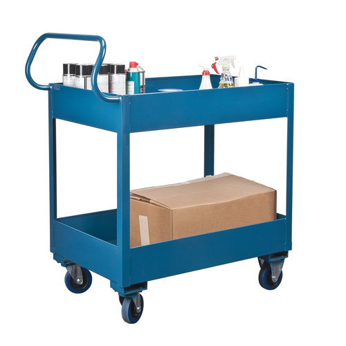 Deep Lipped Service Cart, 2 Tiers, 24" W x 47" H x 36" D, 1200 lbs. Capacity Oxymax Inc