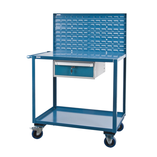 Mobile Service Cart, 2 Tiers, 24" W x 57" H x 40" D, 1200 lbs. Capacity Oxymax Inc
