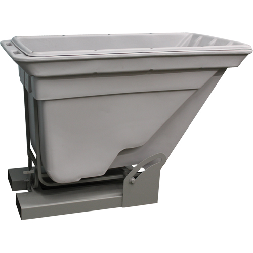 Self Dumping Hopper, Polyethylene, 5/8 cu.yd., Grey Oxymax Inc