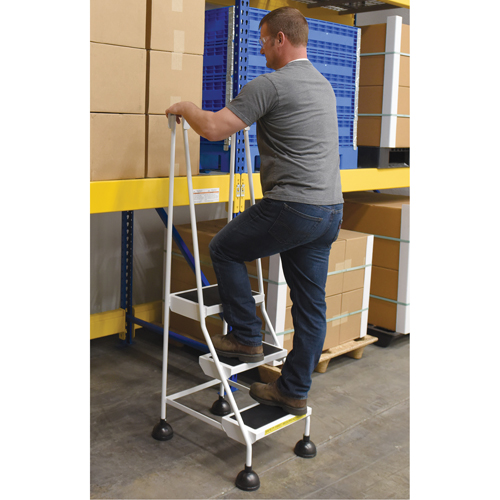 Stop-Step Ladders, 3 Steps, 16" Step Width, 28-11/16" Platform Height, Steel Oxymax Inc