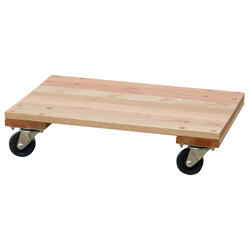 Solid Platform Wood Dolly, Rubber Wheels, 900 lbs. Capacity, 16" W x 24" D x 6" H Oxymax Inc