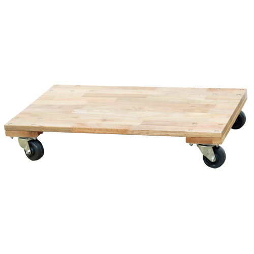 Solid Platform Wood Dolly, Rubber Wheels, 900 lbs. Capacity, 18" W x 30" D x 6" H Oxymax Inc
