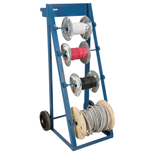 Portable Wire Reel Caddy, Steel, 4 Rod, 24-1/2" W x 49" H x 23" D, 400 lbs. Capacity Oxymax Inc