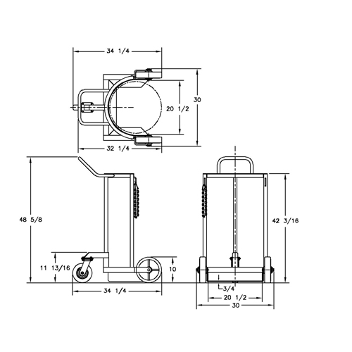 Large Liquid Gas Cylinder Truck LCC, Polyurethane Wheels, 20" W x 20" D Base, 1000 lbs. Oxymax Inc