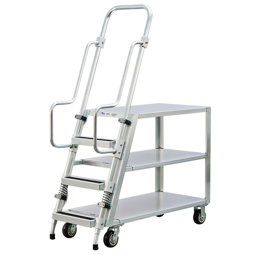 Chariot de pr&eacute;paration en aluminium avec &eacute;chelle, Aluminium, 22" la x 51-1/2" p, 3 tablettes, Capacit&eacute; 800 lb Oxymax Inc