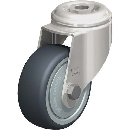 Roulette en &eacute;lastom&egrave;re thermoplastique acier inoxydable, Pivotant, Diam&egrave;tre 3-1/8" (79,5 mm), Capacit&eacute; 220 lb (100 kg) Oxymax Inc