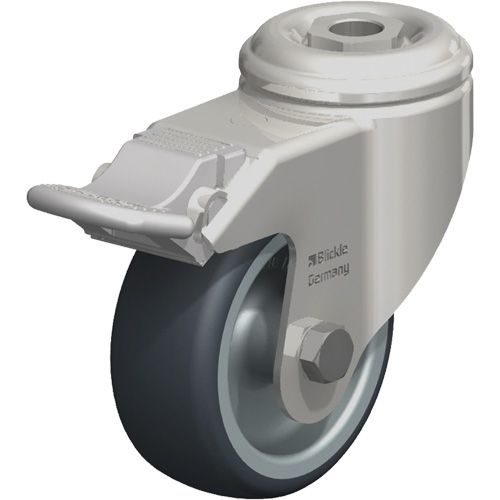 Roulette en &eacute;lastom&egrave;re thermoplastique acier inoxydable, Pivotant avec frein, Diam&egrave;tre 3-1/8" (79,5 mm), Capacit&eacute; 220 lb (100 kg) Oxymax Inc