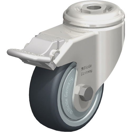 Roulette en &eacute;lastom&egrave;re thermoplastique acier inoxydable, Pivotant avec frein, Diam&egrave;tre 3-1/8" (79,5 mm), Capacit&eacute; 220 lb (100 kg) Oxymax Inc
