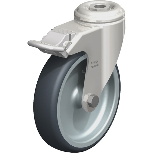 Roulette en &eacute;lastom&egrave;re thermoplastique acier inoxydable, Pivotant avec frein, Diam&egrave;tre 5" (127 mm), Capacit&eacute; 265 lb (120 kg) Oxymax Inc