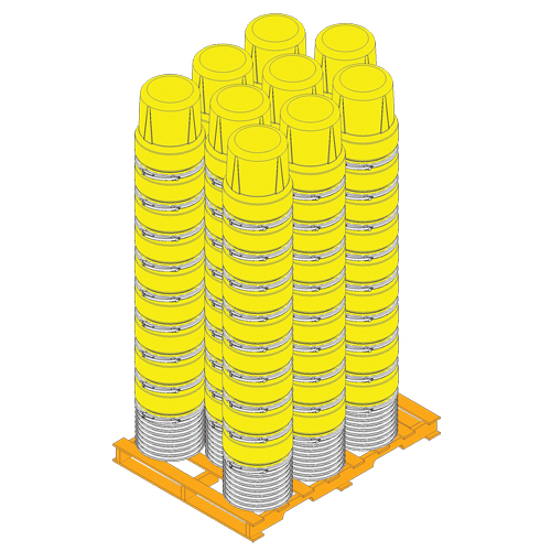 Baril emboîtable en poly&eacute;thyl&egrave;ne, 10 gal. US (8,33 gal. imp.), Dessus ouvert, Jaune Oxymax Inc