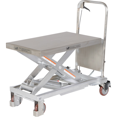 Manual Hydraulic Scissor Lift Table, 32-1/2" L x 19-1/2 W, Partial Stainless Steel, 1000 lbs. Capacity Oxymax Inc