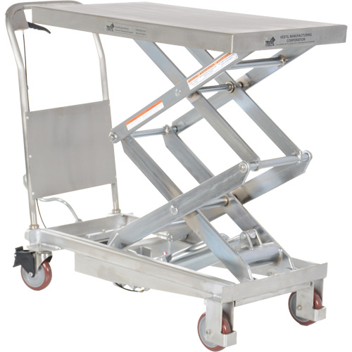 Manual Hydraulic Scissor Lift Table, 35-1/2" L x 20" W, Partial Stainless Steel, 800 lbs. Capacity Oxymax Inc