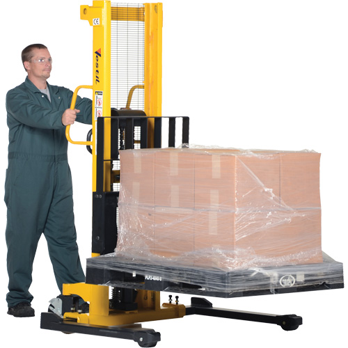 Manual Hydraulic Stacker, Hand Pump Operated, 2000 lbs. Capacity, 35" Max Lift Oxymax Inc