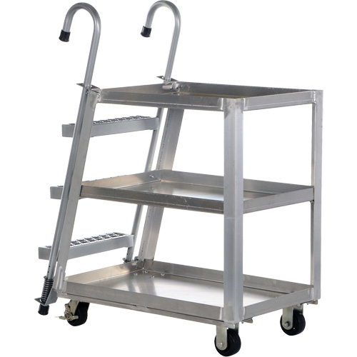 Chariot de pr&eacute;l&egrave;vement de stock, Aluminium, 21-7/8" la x 40" p, 3 tablettes, Capacit&eacute; 660 lb Oxymax Inc