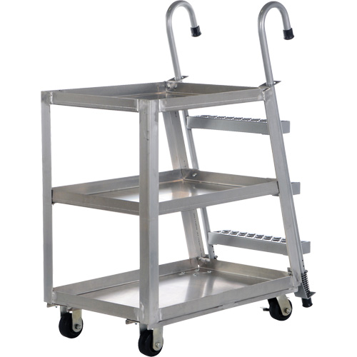 Chariot de pr&eacute;l&egrave;vement de stock, Aluminium, 21-7/8" la x 40" p, 3 tablettes, Capacit&eacute; 660 lb Oxymax Inc