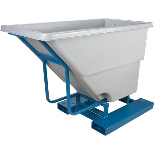 Self-Dumping Hopper, Polyethylene, 5/8 cu.yd., Grey Oxymax Inc